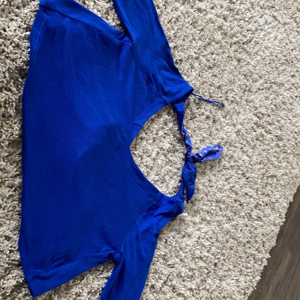 Free people blue long sleeve top open back